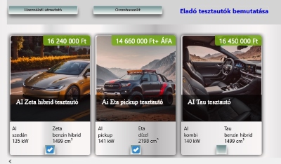 Eladó tesztautók bemutatása, összehasonlítása