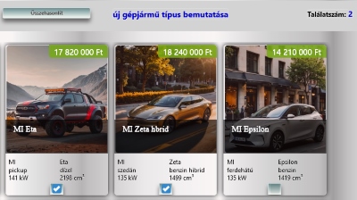 Új gépjármű típusok bemutatása, összehasonlítása