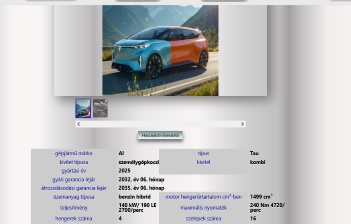 Új gépjármű típus bemutatása adatokkal, képekkel